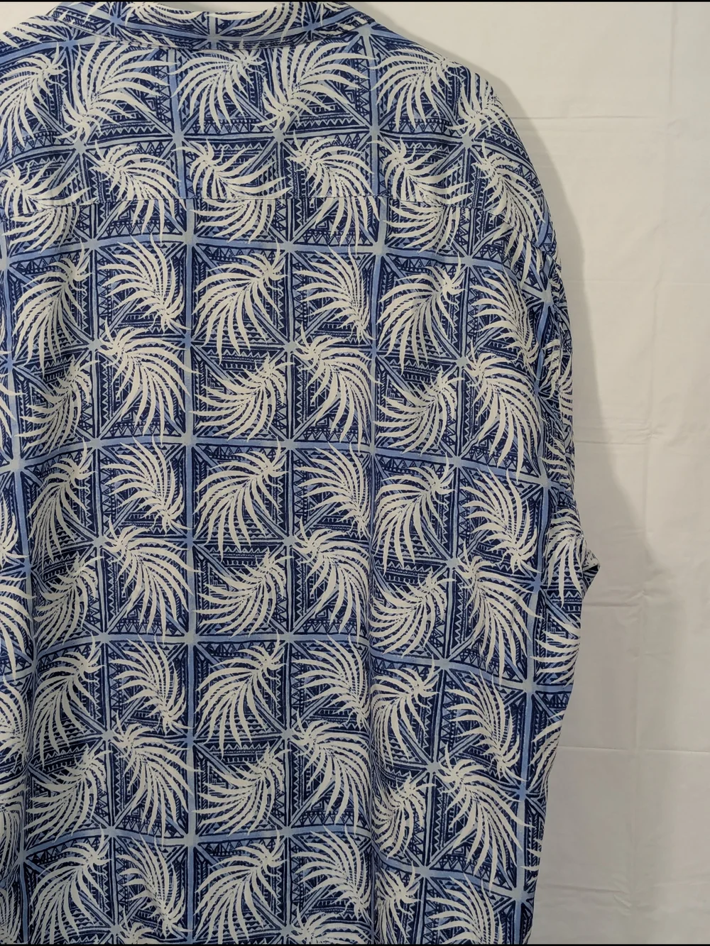 Nat Nast Men’s Hawaiian Shirt XXL Blue White Tropical Camp Shirt Button Front